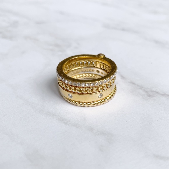 Kate Spade Gold Crystal Stacked Rings